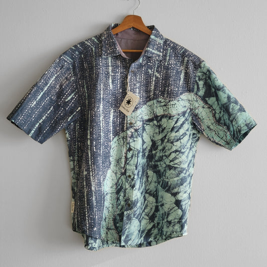 L size Batik button-down shirt