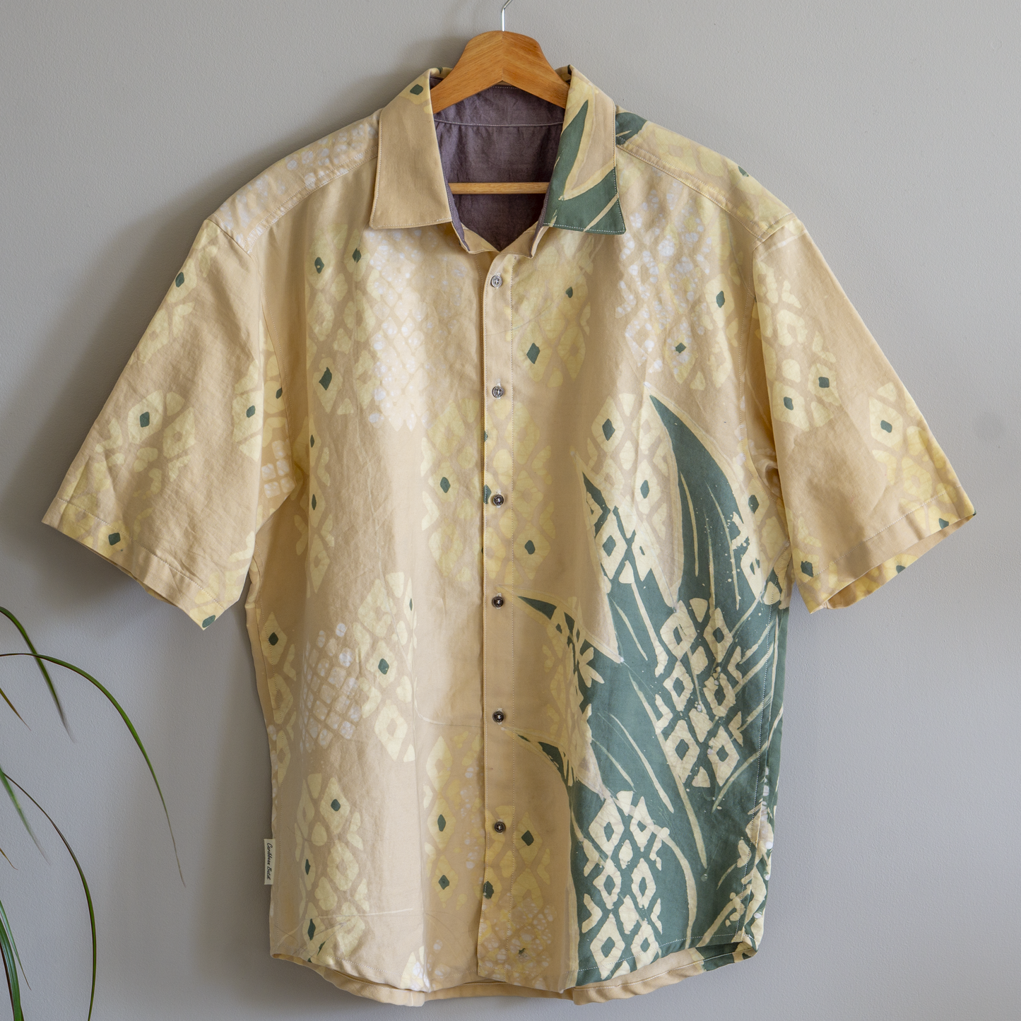 L size Batik button-down shirt