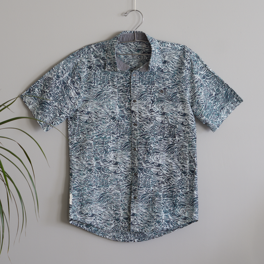 M size Batik button-down shirt