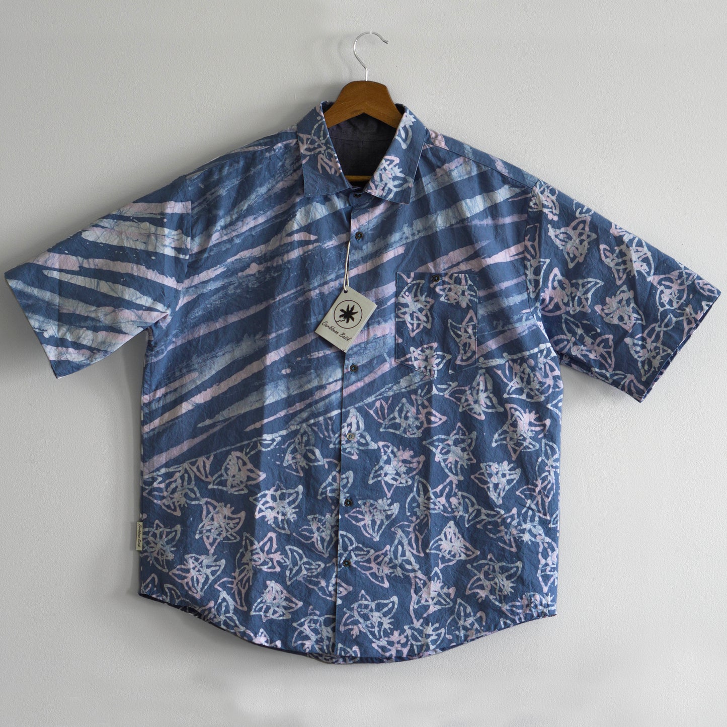 L size Batik button-down shirt